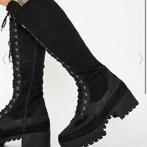 Dollskill knee high combat boots NEW in box